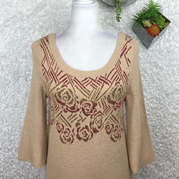 NWT Free People Desert Rose Boho Knit Bell Sleeve Sweater Tunic Dress Size S - Picture 4 of 10